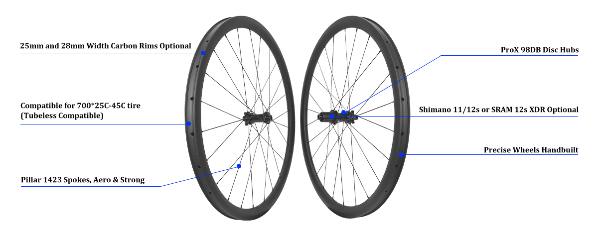 ProX carbon road disc wheels 98DB