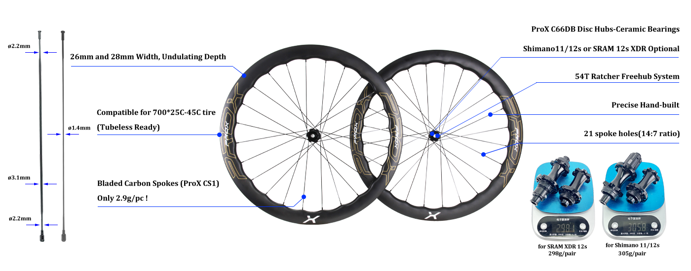 ultra light carbon spoke wheels with undulating rims