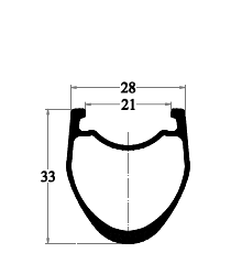 rim drawing of carbon gravel 33mm