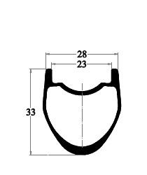 rim drawing of carbon gravel 33mm hookless