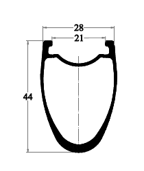 rim drawing of carbon gravel 44mm