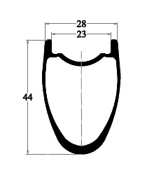 rim drawing of carbon gravel 44mm hookless