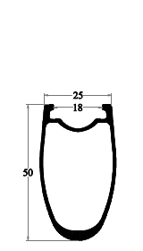 carbon road rim drawing of 50mm deep