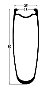 carbon road rim drawing of 80mm deep