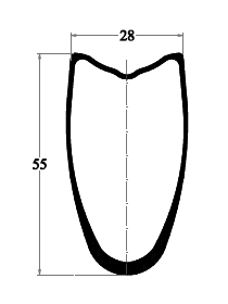 tubular cross drawing 55mm depth rim brake