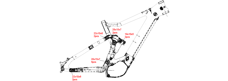 bearings that used in PXE801 e-bike frame 