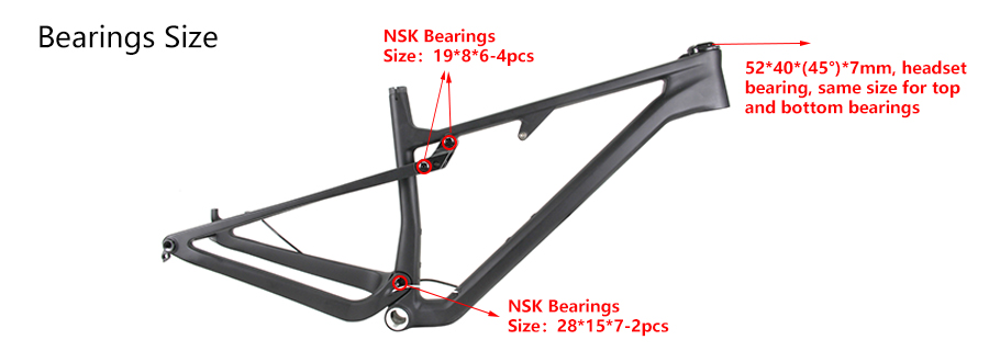bearing size for carbon full suspension frame PXFS918