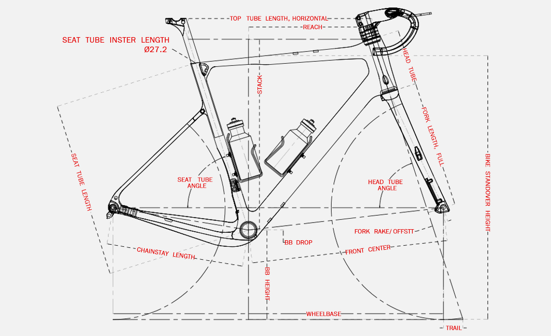 Geometry of gravel carbon frame PXG071-D