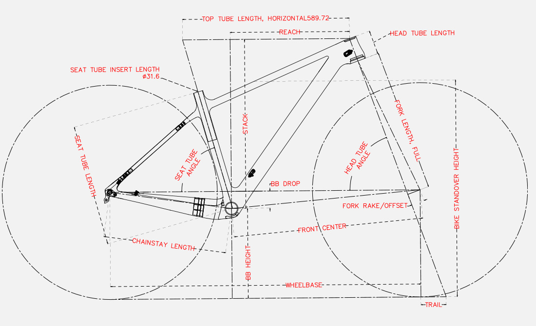 Geometry of hardtail carbon frame PXM909