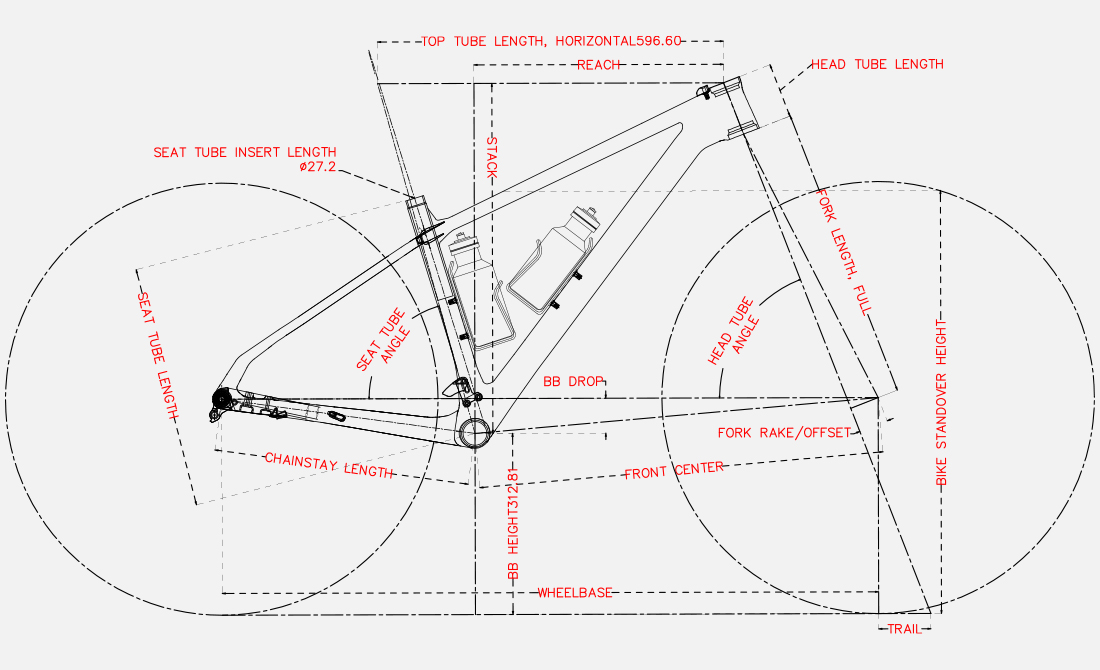 Geometry of PXM914 hardtail carbon frame