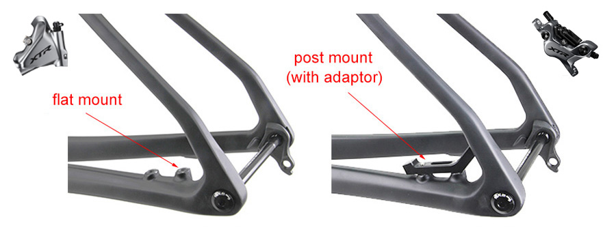 carbon bike frame for flat mount and post mount