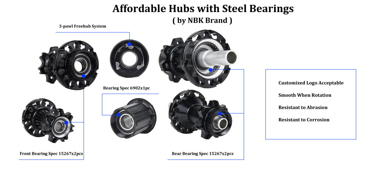 road disc hubs for carbon spoke bicycle wheelset