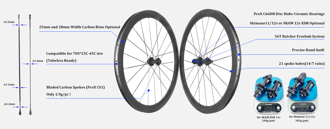 ultra light road wheels with carbon spokes