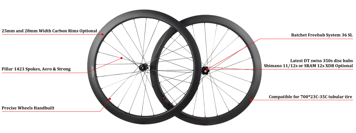 ProX DT350 Disc Brake Carbon Tubular Wheels