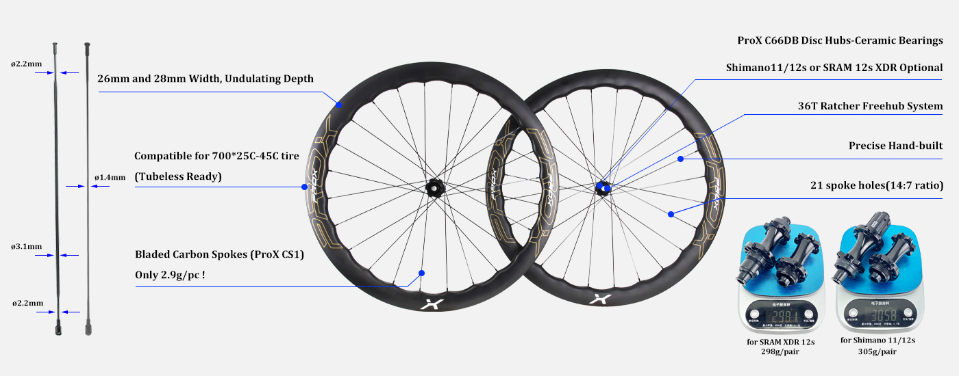 ultra light carbon spoke wheels with undulating rims
