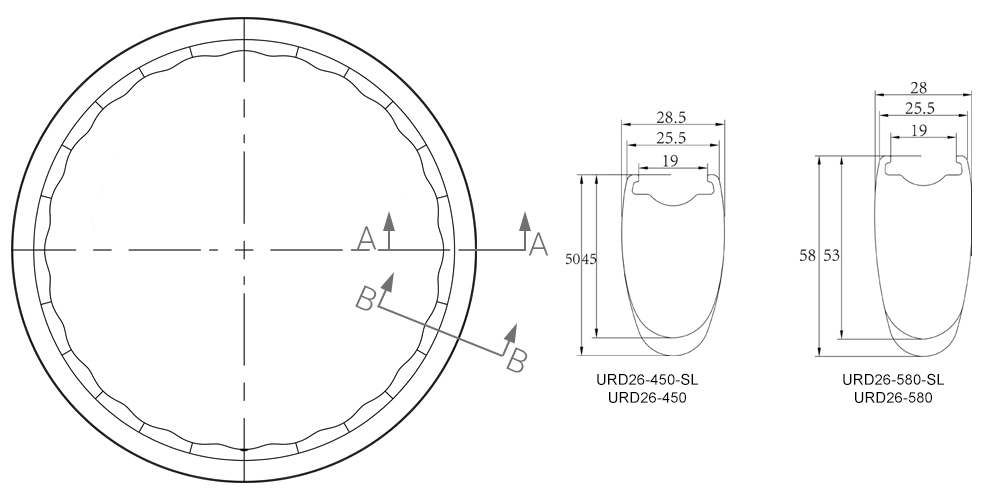 26mm width carbon rims undulating