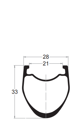 Sectional Drawing of carbon 33mm depth