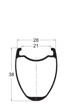 Sectional Drawing of carbon 38mm depth