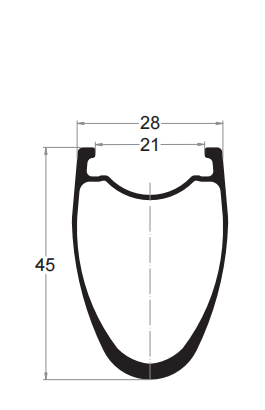 Sectional Drawing of carbon 45mm depth