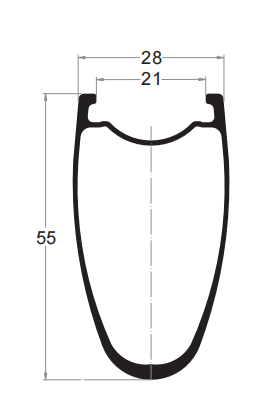Sectional Drawing of carbon 55mm depth