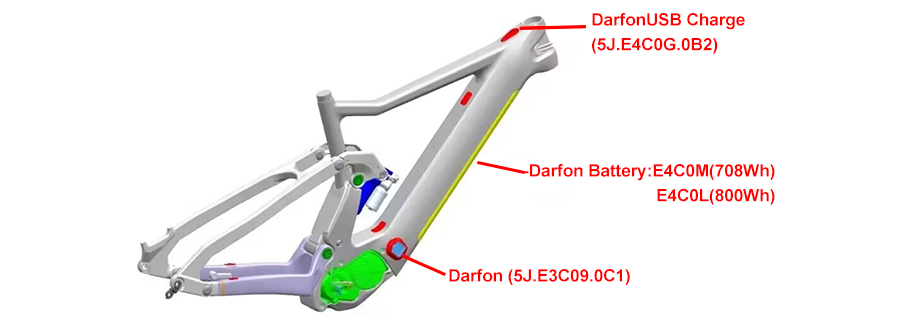 eMTB bike frame with Darfon battery