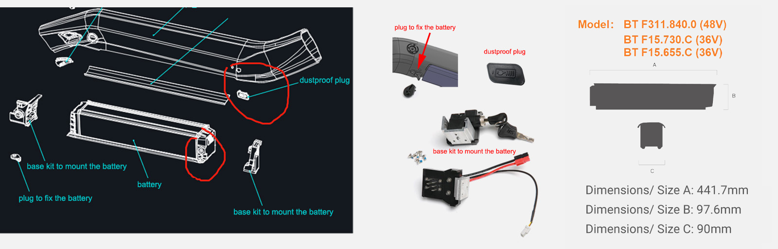 Bafang BT F311.840.0 battery for carbon bike frame