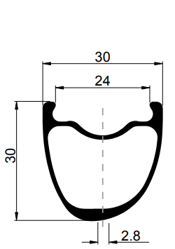 carbon road rims 700c 30mm depth