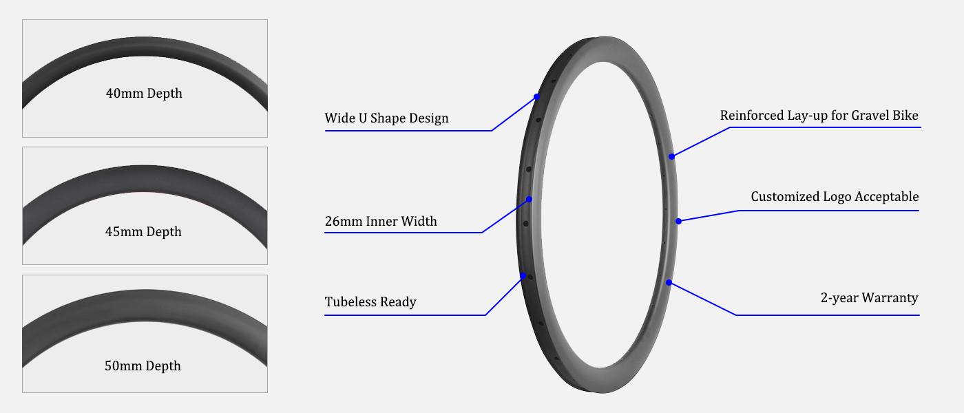 26mm inner width gravel carbon bike rim