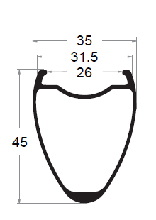26mm inner Cyclocross Gravel rim 45mm depth