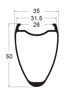 26mm inner Cyclocross Gravel rim 50mm depth