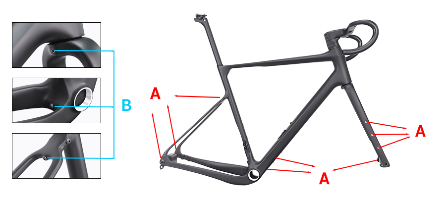 PXG071-pro gravel frame with rack and fender mounts