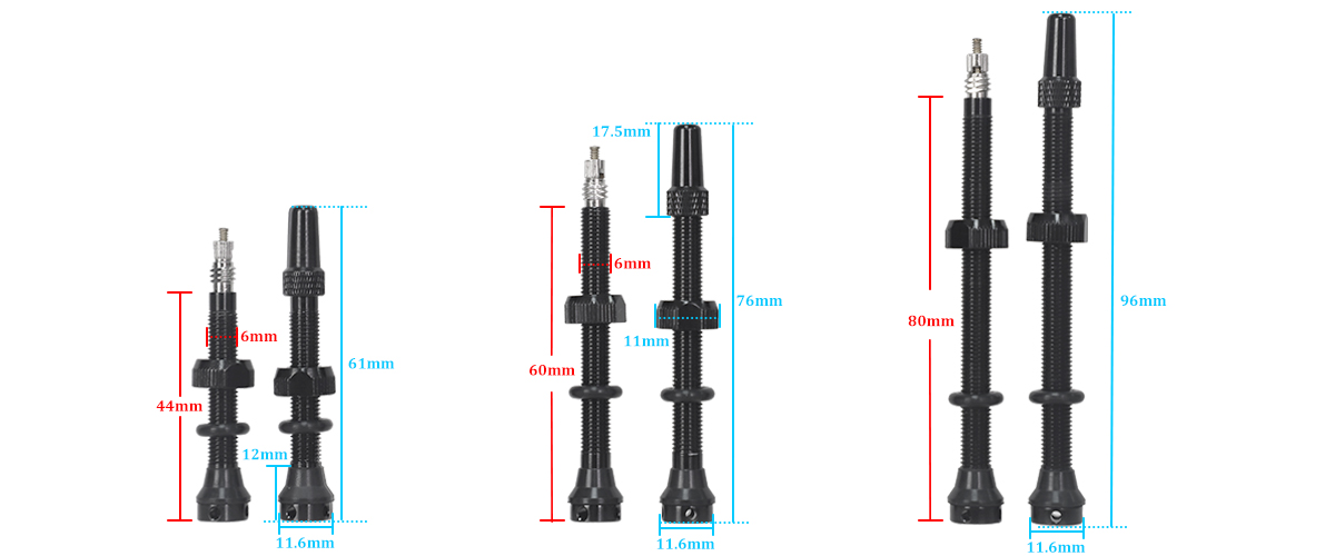 Presta tubeless valve 44mm 60mm and 80mm