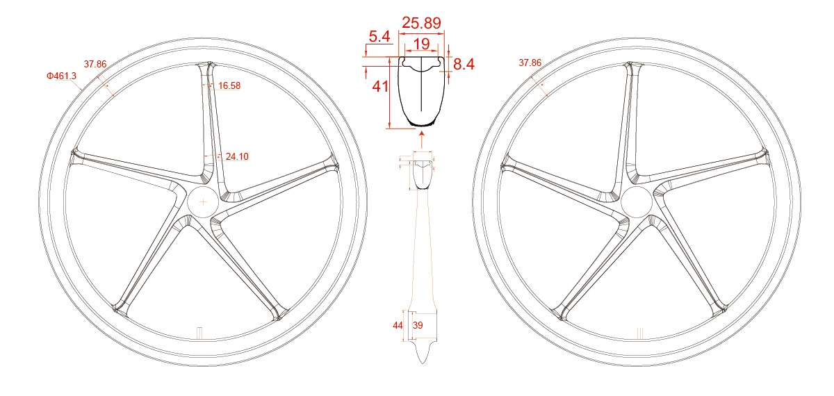 BMX-451mm 5-spoke wheels