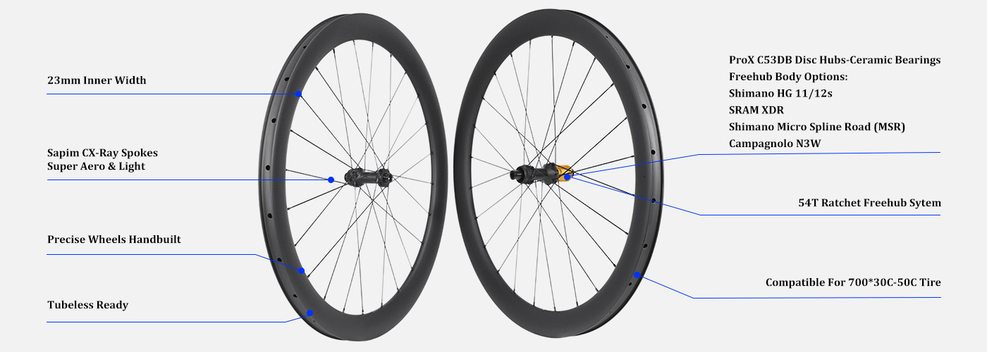 ProX C53DB carbon wheel with Ratchet 54T freehub system