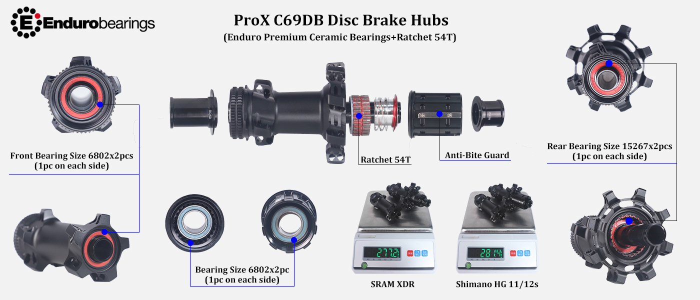 ProX C69DB road bike hubs with Enduro bearing ProX C69DB road bike hubs with Enduro bearing