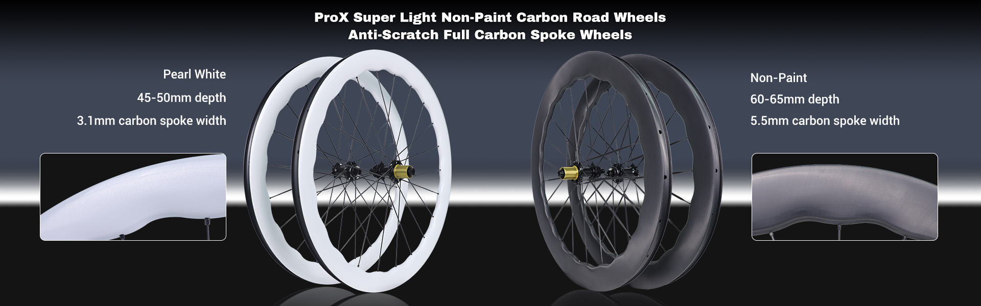 Non-Paint Carbon Road Wheels Anti-Scratch Full Carbon Spoke Wheels