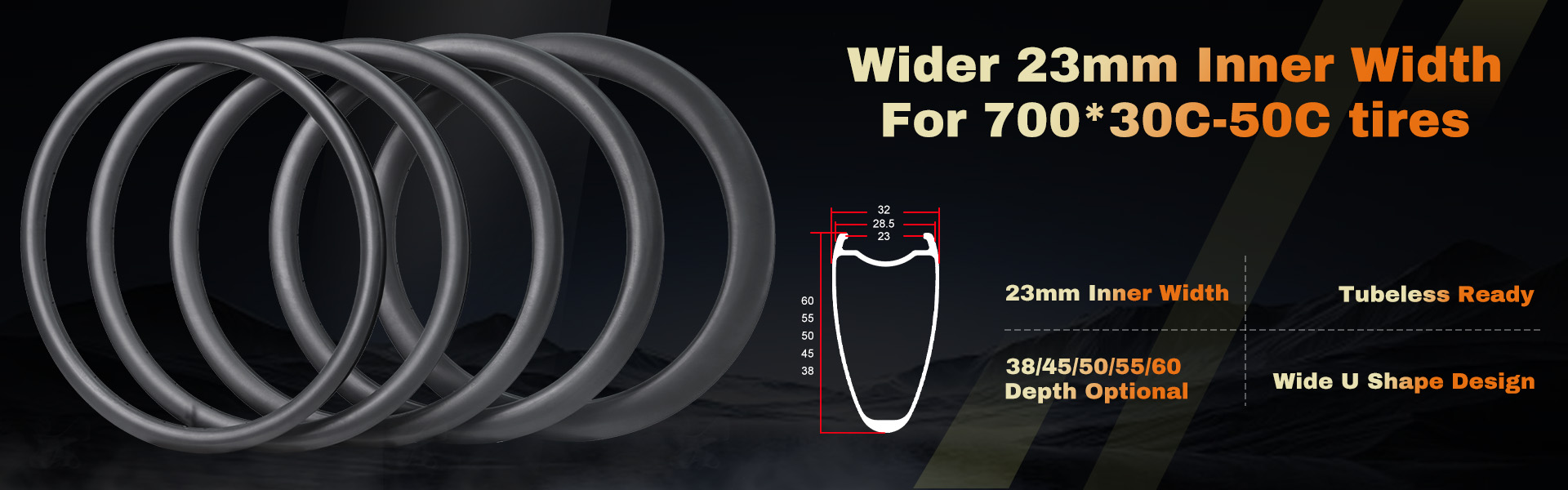 ProX 29mm Wide Disc Brake Carbon Clincher Rims 23mm Inner Width 700C Road Carbon Rim Tubeless Ready